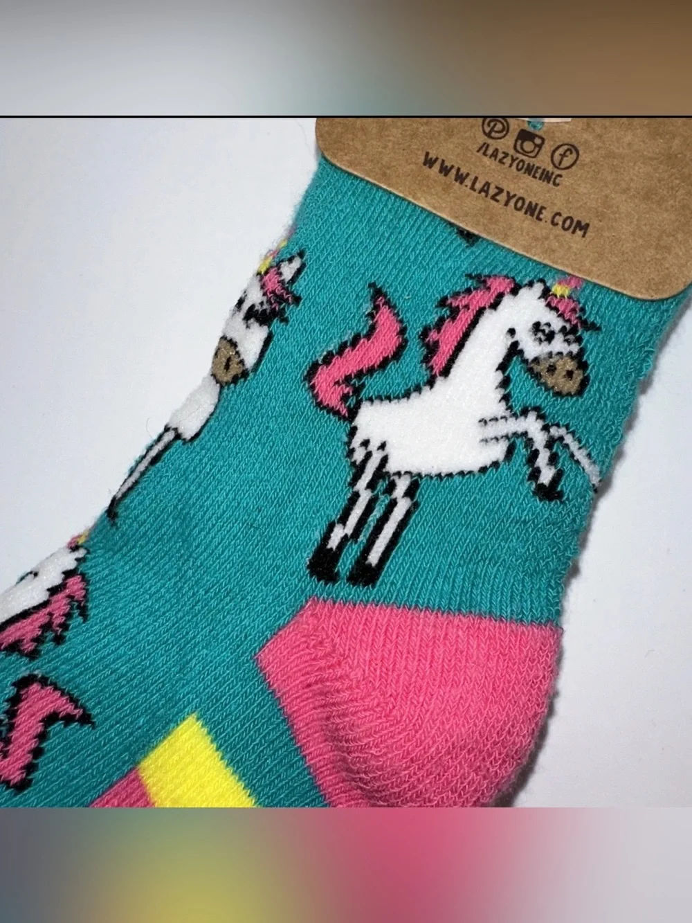 Lazy One Unicorn Crew Socks Infant 12-18 Months Multi Color Cotton Girly Whimsy